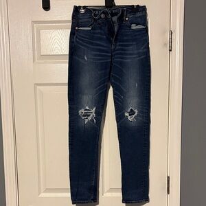 American Eagle Outfitters Dark Blue Ripped Skinny Jeans